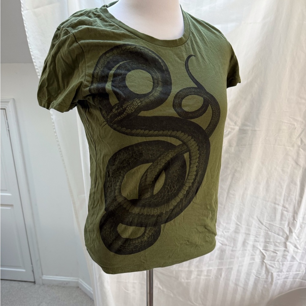 Green Snake Print Reptile T-Shirt by Super Maggie